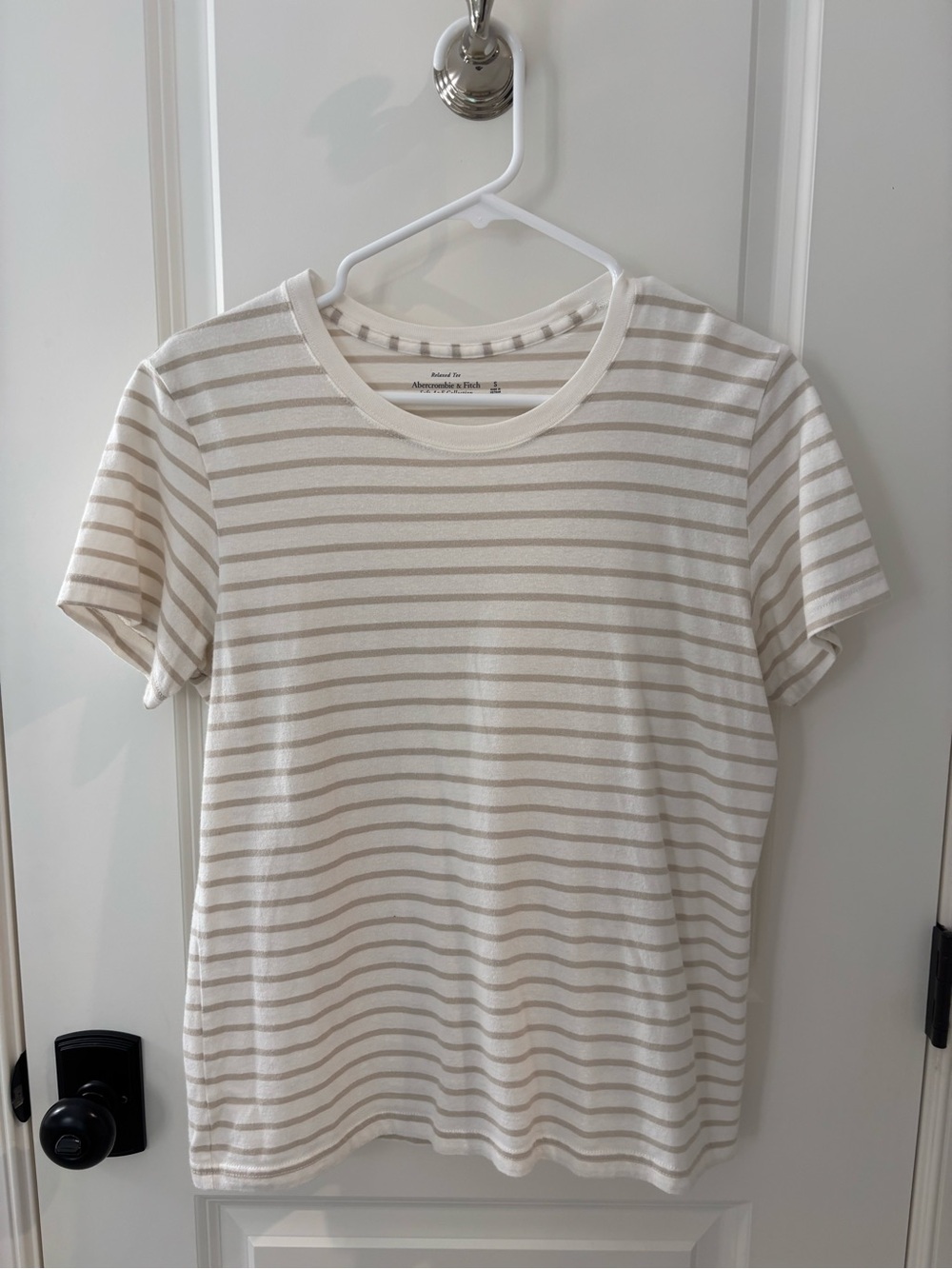 Women’s Taupe & White Stripe Relaxed Tee